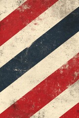 Vintage diagonal red, white, and blue stripes with textured grunge effect