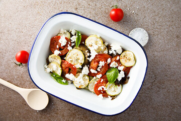 Roasted vegetable salad with Feta cheese