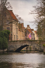 The cityscape and street view of the old town in Bruges, Belgium.