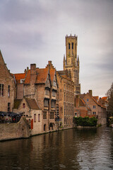 The cityscape and street view of the old town in Bruges, Belgium.