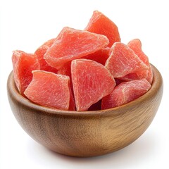 A juicy slice of red grapefruit and watermelon, fresh and sweet, isolated against a white background