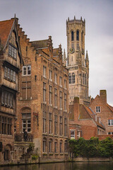 The cityscape and street view of the old town in Bruges, Belgium.