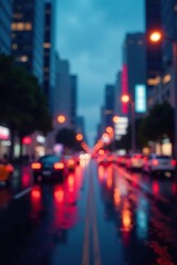 Blurred cityscape background with colorful lights,  dynamic,  traffic