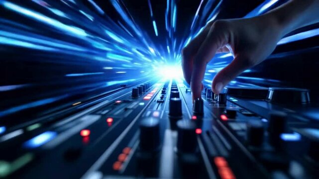A DJ mixer creating pulsating speed trails as beats intensify