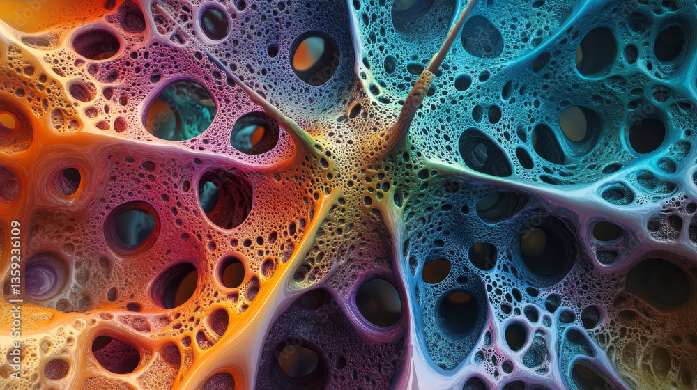 Poster abstract neural network 3d illustration. big data concept. global database and artificial intelligen