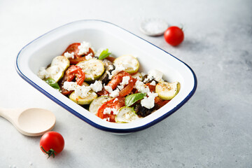 Roasted vegetable salad with Feta cheese