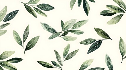 Flat Lay of Olive Leaves in Minimalist Style