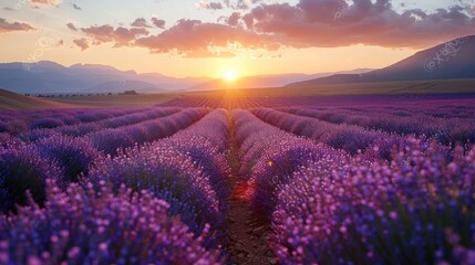 Fototapeta premium Lavender Field Sunset