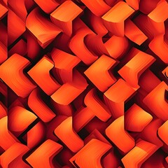 Abstract Orange 3D Blocks Pattern