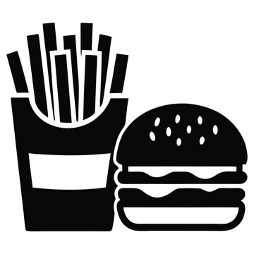 recommend clip art: Burger and fries, Fast food icon vector, Vector silhouette of a Junk Food
