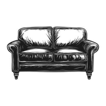 recommend clip art: Simple sofa linear illustration furniture design vector