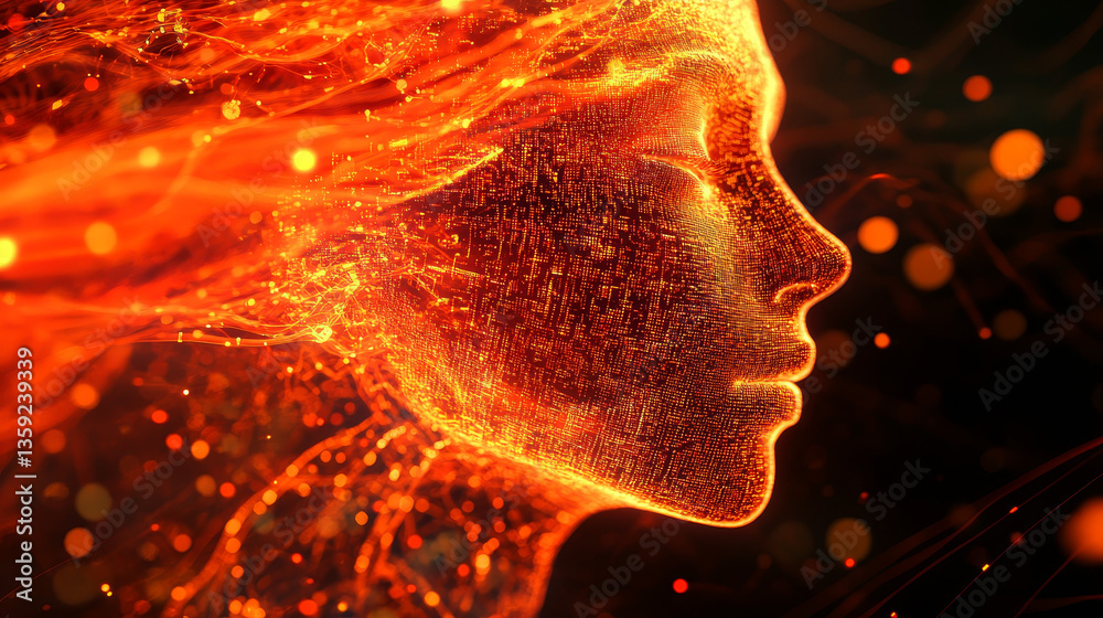 Poster artificial intelligence. computer mind. quantum processor abstract concept 3d illustration. digital 