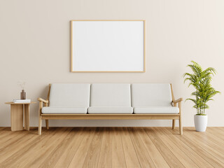 Minimalist Living Room with Sofa, Plant, and Empty Frame
