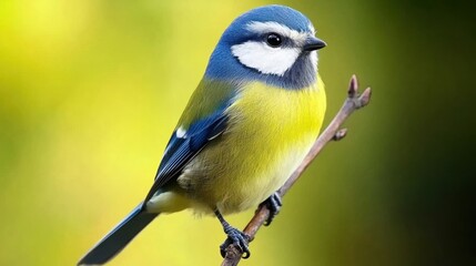 Obraz premium Vibrant Blue Tit Perched on Branch