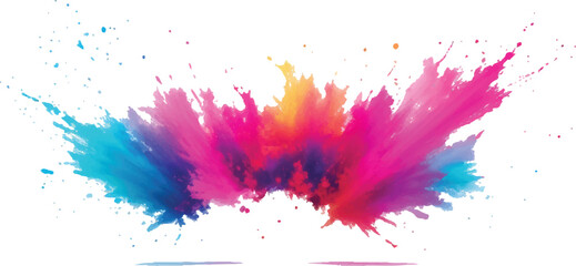 A Modern and Colorful Aquarelle Art Piece Featuring Explosive Watercolor Streaks, Splashes, and Brush Marks on a White Canvas, Creating a Dynamic and Playful Splash Effect.
