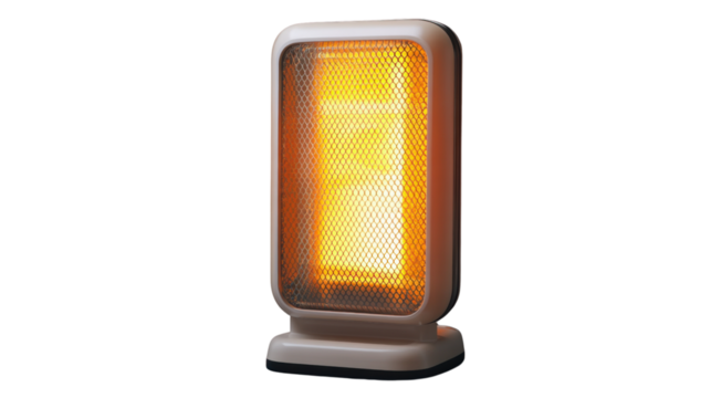 Radiant warmth:  A close-up shot of a modern heater, radiating warmth and light, providing a cozy atmosphere