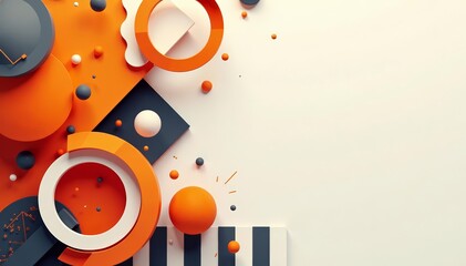 Obraz premium Abstract geometric design with orange and grey circles and stripes, stripes, geometric