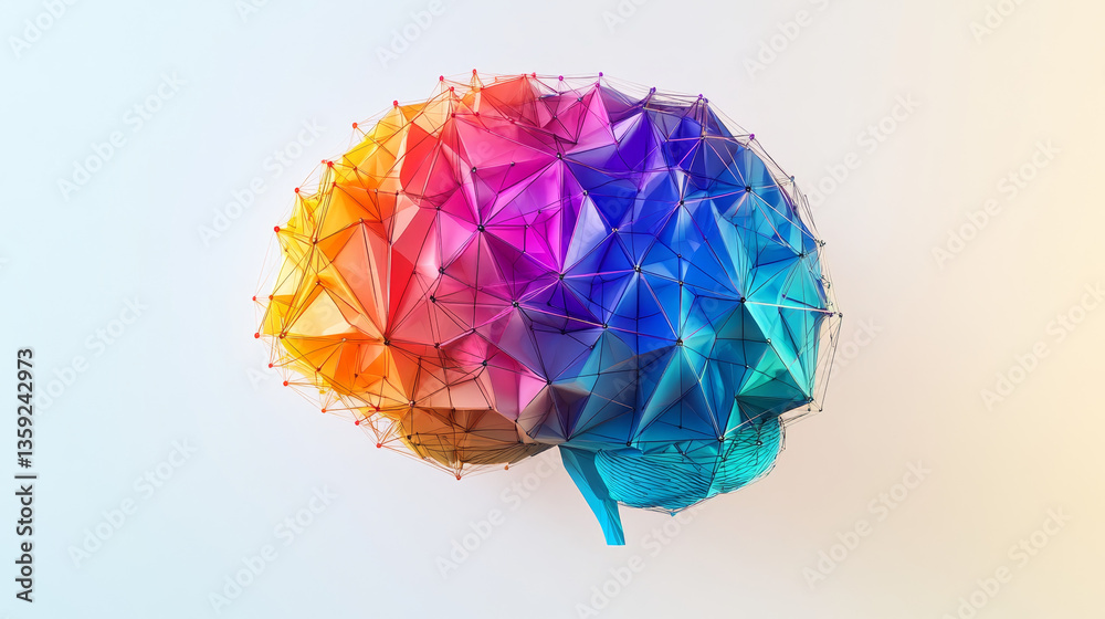 Poster global network 3d illustration. visualization of neural connections in artificial intelligence. abst
