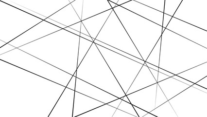 Obraz premium Chaotic abstract line background. Random geometric line seamless pattern. Black outline monochrome texture. Vector illustration. 
