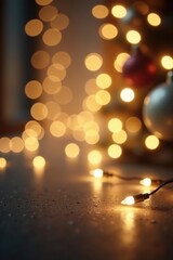 Festive abstract Christmas bokeh background with beige lights ideal for New Year, Anniversary, Wedding banners, festive,  lights