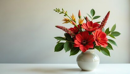 festive arrangement of Australian native flowers such as kangaroo paw and waratah in a decorative vase for Christmas celebration,  holiday,  native flowers