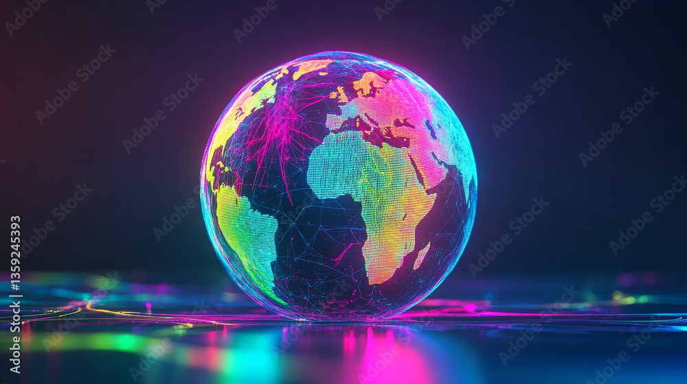 Poster wireless technologies, cryptography, cyberspace, neural network 3d illustration. big data concept. g