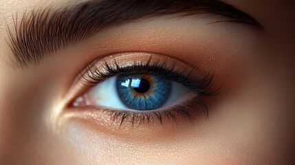 Obraz premium Stunning Close-Up of a Woman's Blue Eye with Makeup