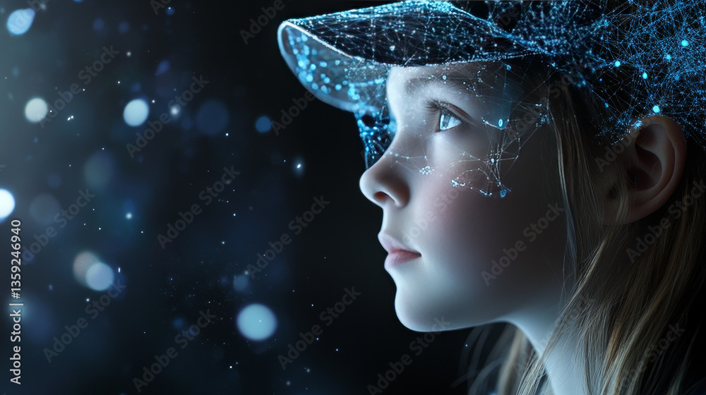 Poster artificial intelligence and blockchain concept. global information flows. hologram of the neural net