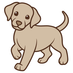 Cute Beige Labrador Puppy Walking Isolated on White, Pet Animal Style