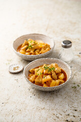Chicken ragout with pineapple