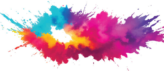 A Bright, Stunning Watercolor Painting of Abstract Stains and Splashes in Rich, Vibrant Colors, Enhanced by Bold Brush Strokes on a Pure White Background for a Contemporary Look.
