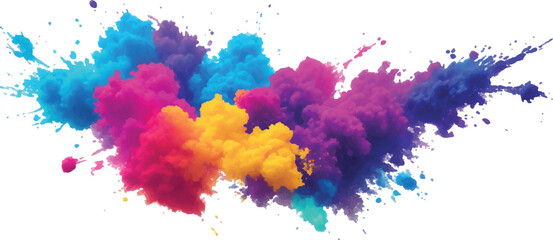 A Bright, Stunning Watercolor Painting of Abstract Stains and Splashes in Rich, Vibrant Colors, Enhanced by Bold Brush Strokes on a Pure White Background for a Contemporary Look.
