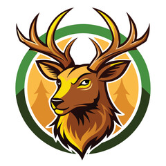 Winged shield and ribbon with tribal deer emblem logo