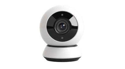 Modern Surveillance: Sleek and contemporary, a security camera with minimalist design and high-tech features is captured, symbolizing safety and surveillance