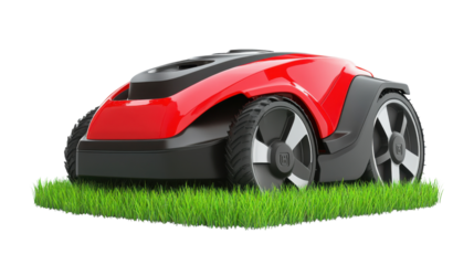 Smart Lawn Mower: This image showcases a robotic lawnmower, a modern solution for maintaining a lush, well-manicured lawn, demonstrating innovation in home and garden technology.