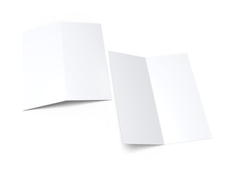 Bi fold, two panel fold, open leaflet mockup template isolated on background. Blank paper template, flyer, wedding invitation, postcard, thank you card, notecards, notepad, greeting card, brochure