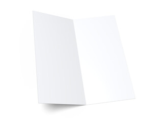 Bi fold, two panel fold, open leaflet mockup template isolated on background. Blank paper template, flyer, wedding invitation, postcard, thank you card, notecards, notepad, greeting card, brochure