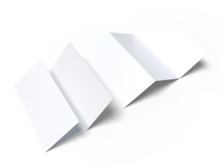 Tri fold, three panel fold, open leaflet mockup template isolated on background. Blank paper template, flyer, wedding invitation, postcard, thank you card, notecards, notepad, greeting card, brochure