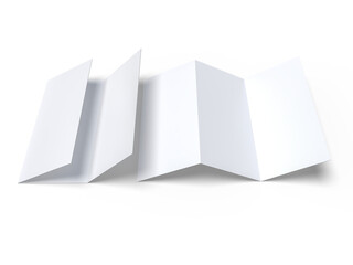 Tri fold, three panel fold, open leaflet mockup template isolated on background. Blank paper template, flyer, wedding invitation, postcard, thank you card, notecards, notepad, greeting card, brochure