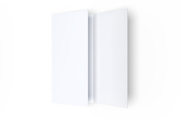 Tri fold, three panel fold, open leaflet mockup template isolated on background. Blank paper template, flyer, wedding invitation, postcard, thank you card, notecards, notepad, greeting card, brochure