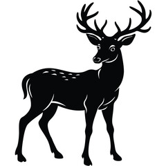 Fototapeta premium Deer silhouette vector illustration with antlers in a wildlife nature theme