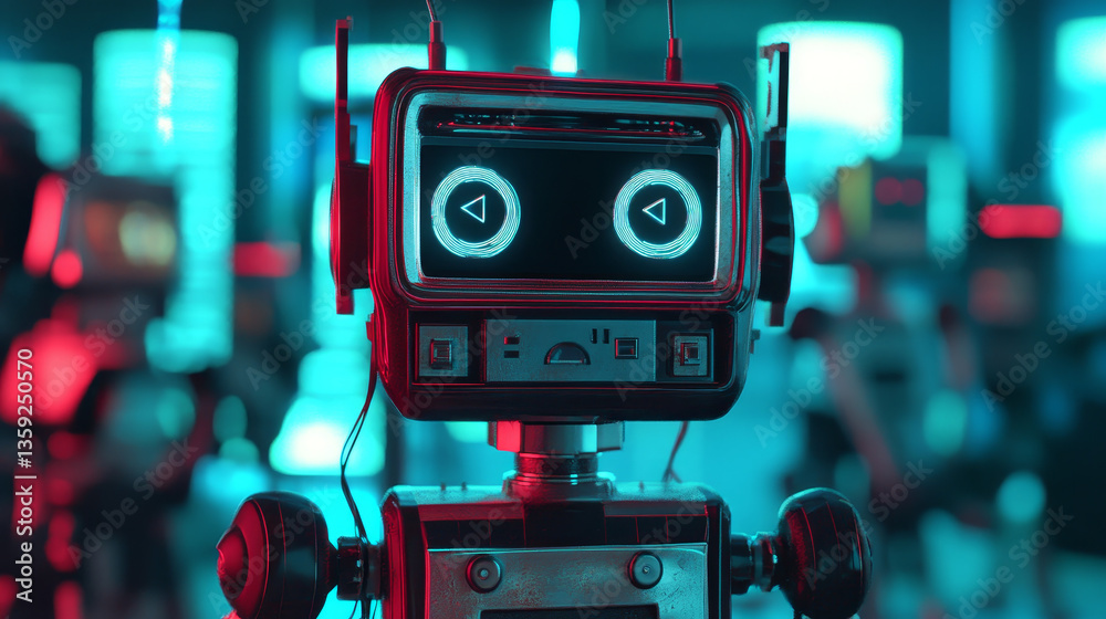 Poster internet bot in cyberspace. digital technology and wireless networks. bot, robot, drone, artificial 