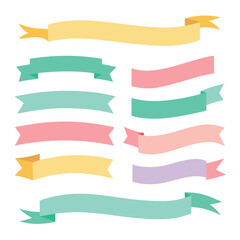 Variety of Cute Soft Colorful Ribbon Set Vector