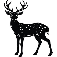 Deer silhouette vector illustration with antlers in a wildlife nature theme