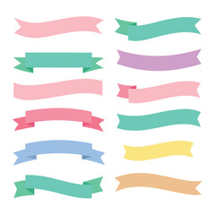 Variety of Cute Soft Colorful Ribbon Set Vector