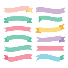 Obraz premium Variety of Cute Soft Colorful Ribbon Set Vector