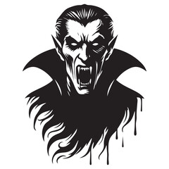 Terrifying Dracula Vampire Silhouette Vector Illustration for Halloween Designs