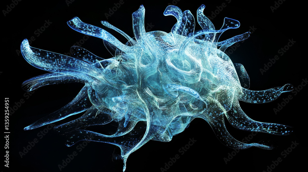Poster artificial intelligence. digital brain. computer mind. 3d illustration of a cyber-future. neural cir