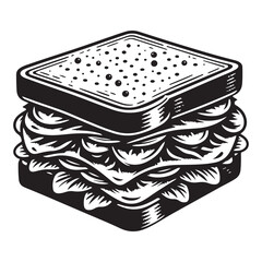 Delicious sandwich illustration with generous fillings tempting tasty lunch