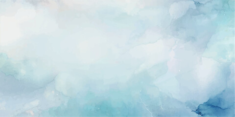 An Abstract and Serene Watercolor Scene Featuring a Light Blue Sky with Soft, Billowy Clouds, Capturing the Gentle Movement of the Sky and Creating a Calming, Dream-like Ambiance Perfect for Relaxatio
